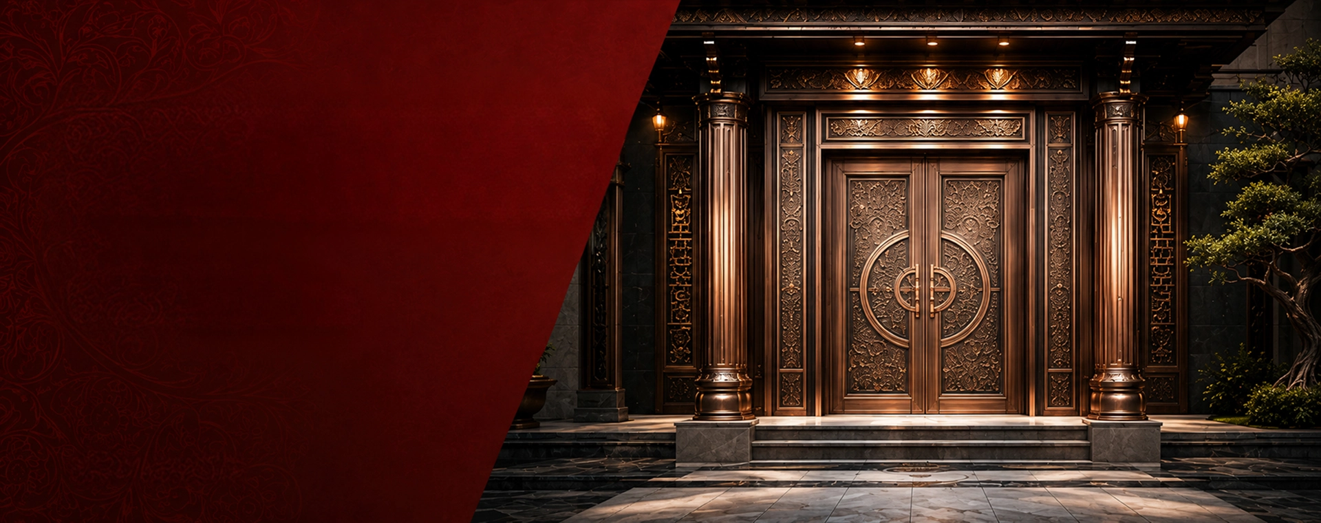 Ornate bronze entrance door